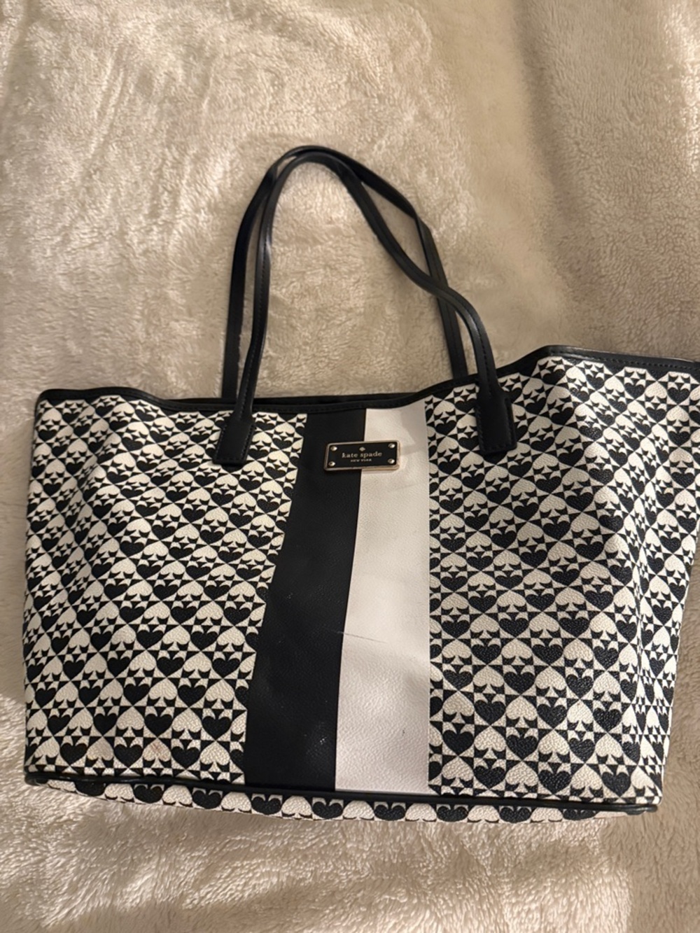 kate spade Black and White Geometric Stripe Tote